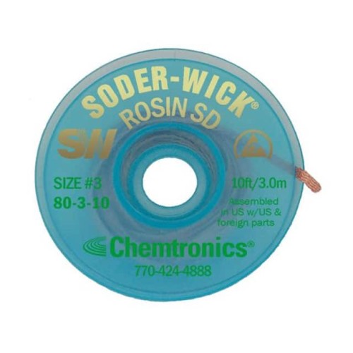 DESOLDER BRAID ROSIN 0.08" 10'