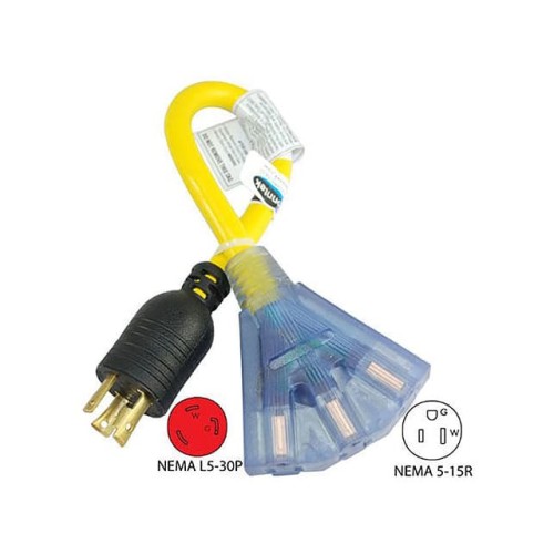 CORD 10AWG NEMAL5-30P-5-15R 1.5'
