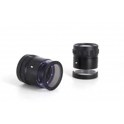 LOUPE - 10X, 8 UV LEDS, MM SCALE