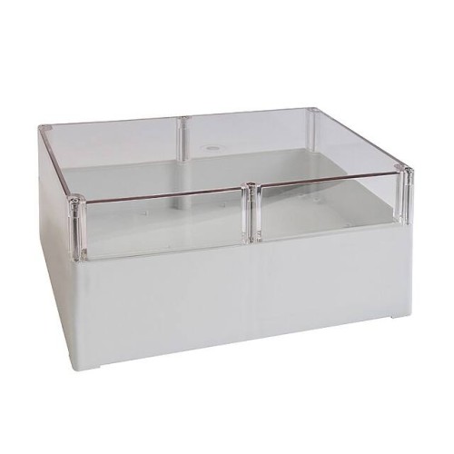 BOX PLSTC GRAY/CLR 9.45"LX6.3"W