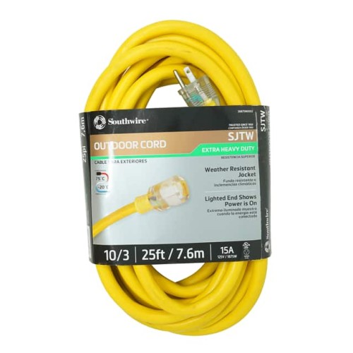 CORD, 10/3 SJTW 25' YELLOW LE SW