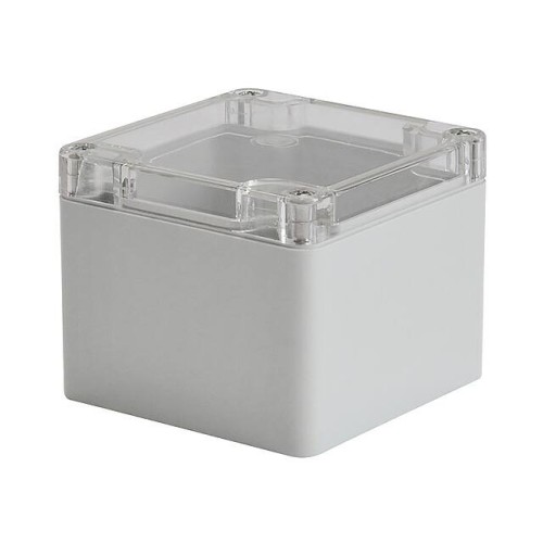 BOX PLASTIC GRY/CLR 4.8"LX4.72"W