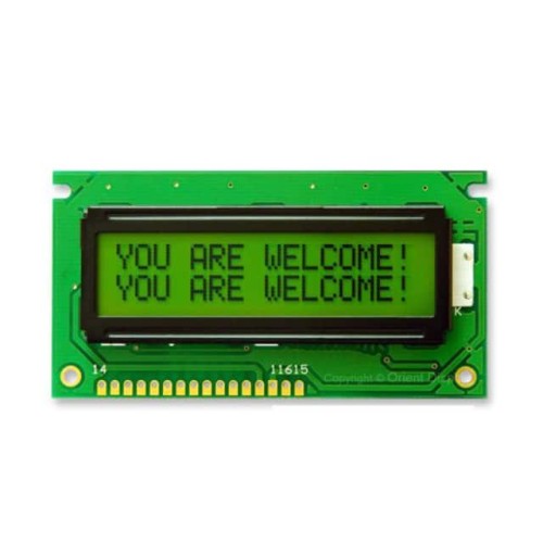 LCD COB CHAR 16X2 Y/G TRANSF
