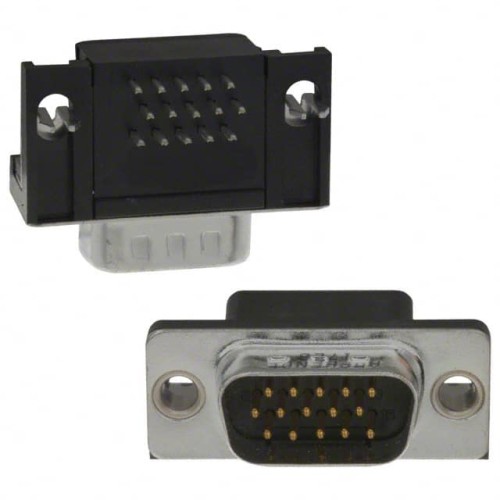 CONN D-SUB HD PLUG 15P R/A SLDR