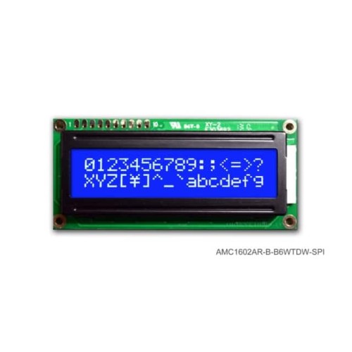 COB CHAR 16X2 BLUE TRANSM SPI