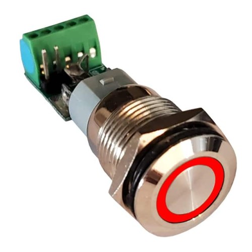 16MM DEBOUNCE PB SW SCRW LED RD