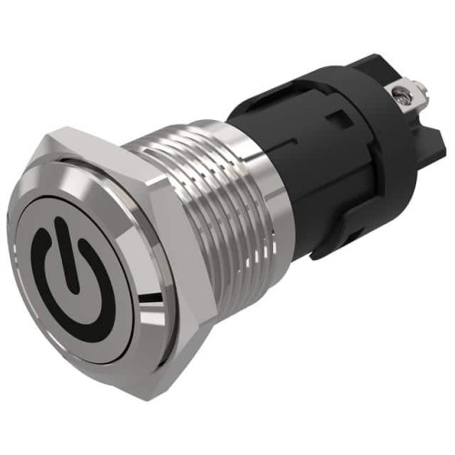 16 MM, PUSHBUTTON, STAINLESS STE