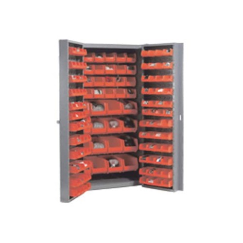 BIN CABINET W/156 RED BINS, 38X2