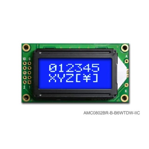LCD COB CHAR 8X2 BLUE TRANSM I2C