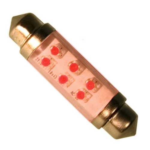 LED GLASS FESTOON 12V 25MA RED