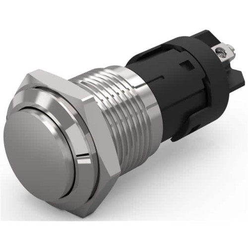 16 MM, PUSHBUTTON, STAINLESS STE
