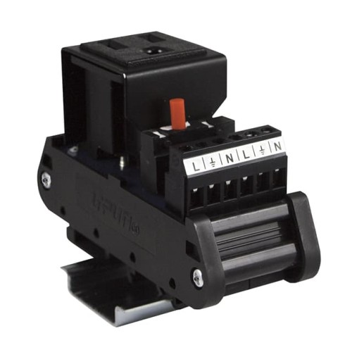 DIN RAIL REC. WITH CIRCUIT BREAK