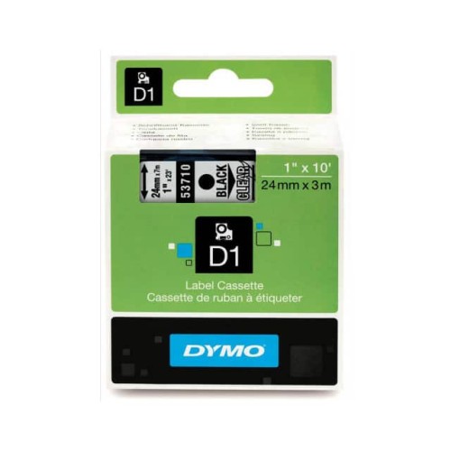 DYMO D1 1" TAPE BLACK ON CLEAR