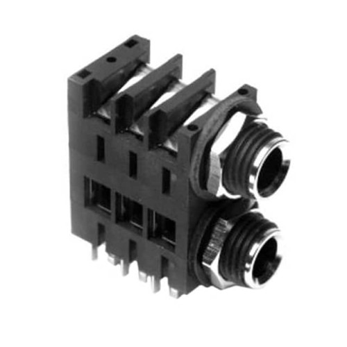 CONN JACK DUAL STEREO 1/4" R/A