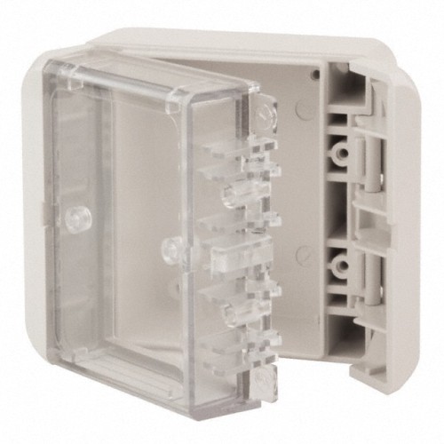 BOX PLSTC GRAY/CLR 5.95"LX4.92"W