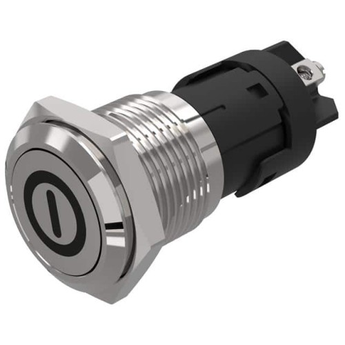 16 MM, PUSHBUTTON, STAINLESS STE