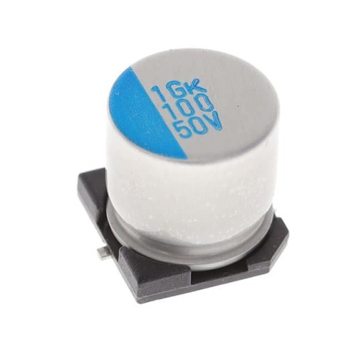 CAP ALUM POLY HYB 100UF 50V SMD