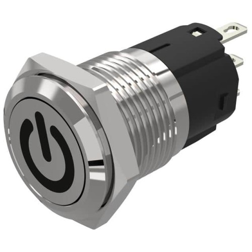 16 MM, PUSHBUTTON, STAINLESS STE