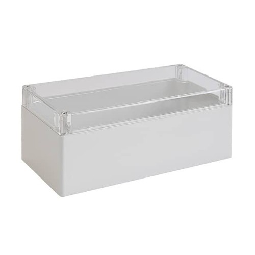 BOX PLSTC GRAY/CLR 9.45"LX4.72"W