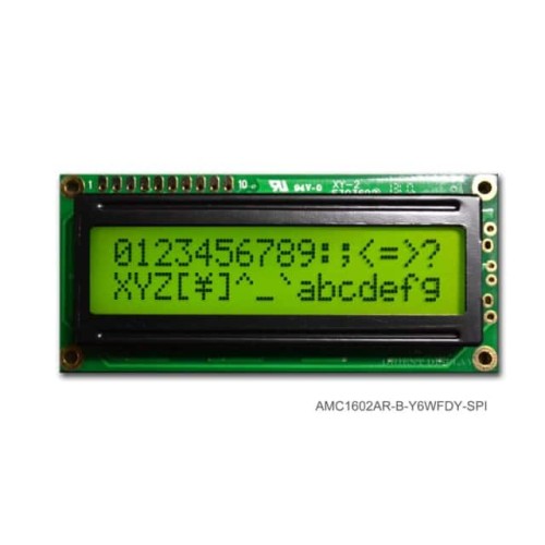 LCD COB CHAR 16X2 Y/G TRANSF SPI