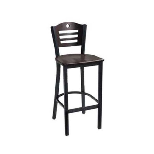 BAR STOOL W/MAHOGANY 3 SLAT-BACK