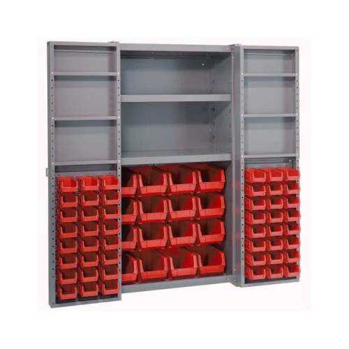 BIN CABINET W/64 RED BINS, 38X24