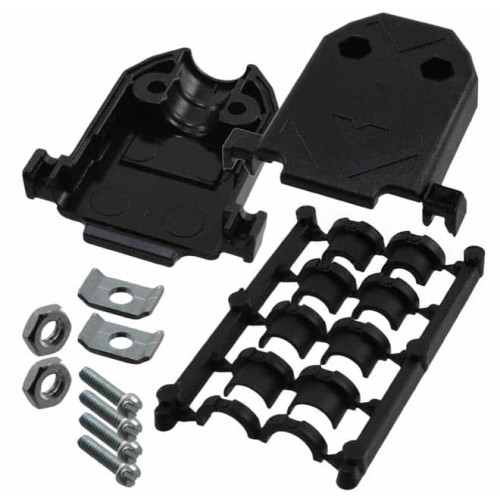 CONN BACKSHELL 15POS 180DEG BLK
