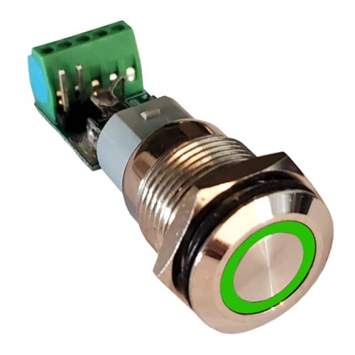 16MM DEBOUNCE PB SW SCRW LED GR