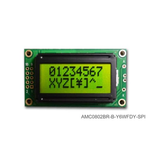 LCD COB CHAR 8X2 Y/G TRANSF SPI