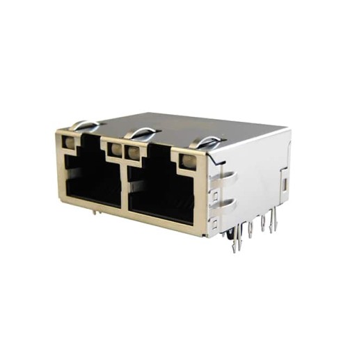 CONN MOD JACK 2PORT W/LED
