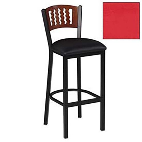 BAR STOOL W/MAHOGANY 5 WAVE-BACK