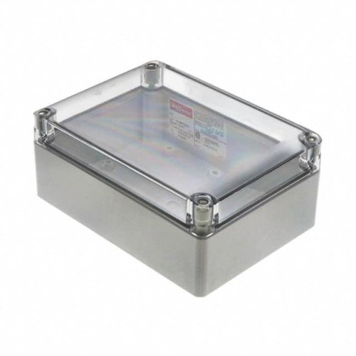 BOX PLSTC GRY/CLR 6.89"LX4.92"W