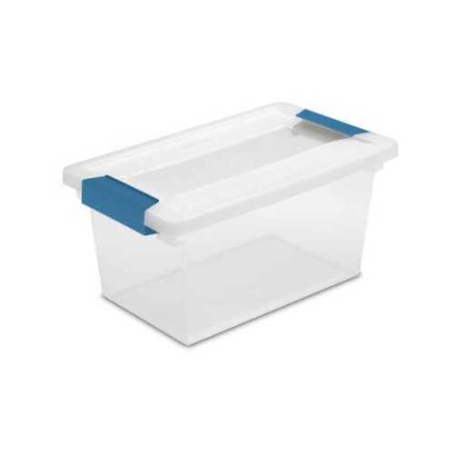 MEDIUM CLIP CLEAR STORAGE BOX W/