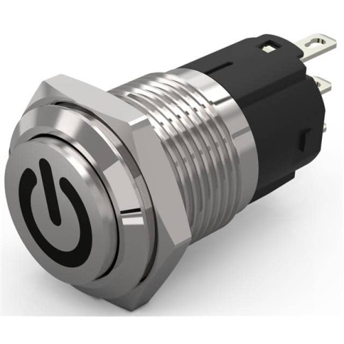 16 MM, PUSHBUTTON, STAINLESS STE