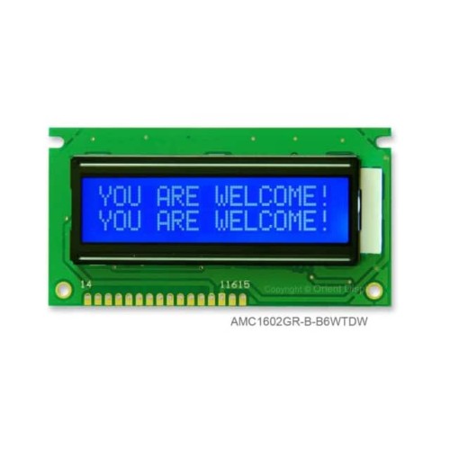 LCD COB CHAR 16X2 BLUE TRANSM