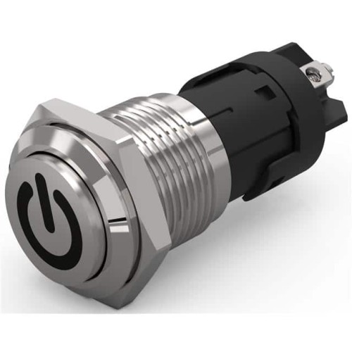 16 MM, PUSHBUTTON, STAINLESS STE