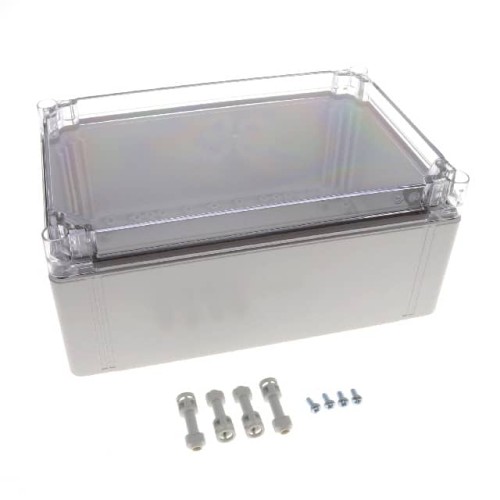 BOX PLASTIC GRY/CLR 11.8"LX7.9"W