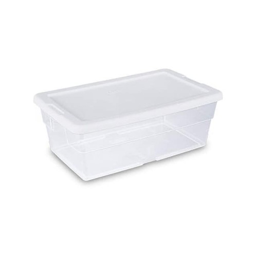 6 QUART CLEAR STORAGE TOTE W/WHI